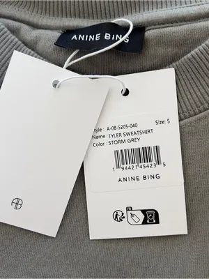 Anine Bing Tyler Logo Sweatshirt in Storm Grey NWT thumbnail 5