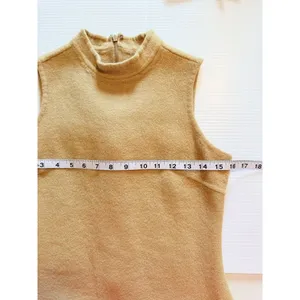 Kenar Neutral Tan Wool Blend Dress‎ Minimalist Crêpe/Tan Sleeveless Midi Career thumbnail 7