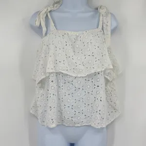 American Eagle Babydoll Eyelet Tank Womens Top Sz S White Boho Festival Cottage thumbnail 10