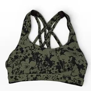 Lululemon Free To Be‎ Serene Sports Bra Olive Green Black Strappy Back Size 2 thumbnail 1