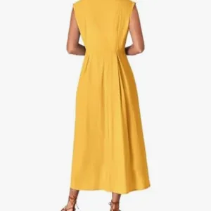 Amazon Essentials Yellow Pleated Midi Sundress Size L thumbnail 3