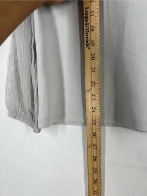 Ann Taylor Gray Mixed Media Mock Neck Blouse Size M thumbnail 10