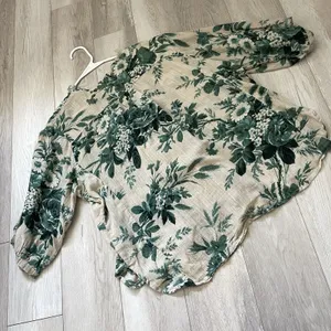Denim & Supply Ralph Lauren Top cotton floral ruffle womens Beige (large) boho thumbnail 4