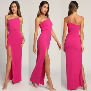NWT Lulus Keeper of My Heart Magenta One-Shoulder Maxi Dress Wedding Size XL thumbnail 2