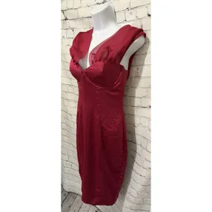 Oh Polly Satin Corset Mini Dress in a Rich Pink size 6 thumbnail 3