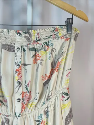 Coco + Jaimeson Large Strapless Cream Floral High Low Dress Ruffle Tropical thumbnail 8