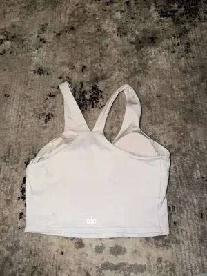 White Alo Tank Top Yoga Cropped thumbnail 2