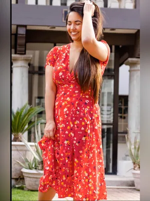 Realisation Par The Teale Rouge Fleur 100% Silk Wrap Dress XL thumbnail 2