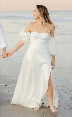 Off-The-Shoulder Lulus White Maxi Dress thumbnail 1