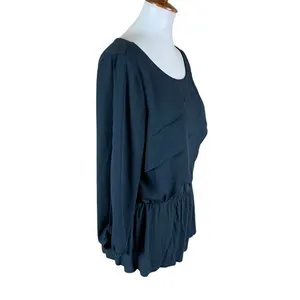 Deletta Alee Anthropologie Black Ruffle Long Sleeve Peplum‎ Top Womens Medium thumbnail 4