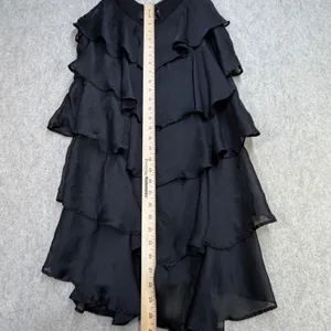 H&M Ruffle Tiered Dress Womens L Black Gothic Whimsigoth Coquette Cocktail thumbnail 7