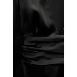 Zara Short Satin Black Dress Sz XS NWOT #4764 LBD Glam Cocktail Date thumbnail 6