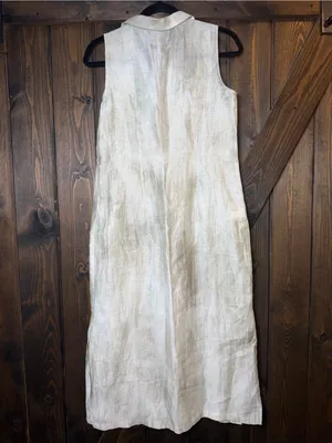 Acquamarine 100% Linen Made In Italy Midi Dress Lagenlook Artisan Chic‎ Sz 4 thumbnail 2
