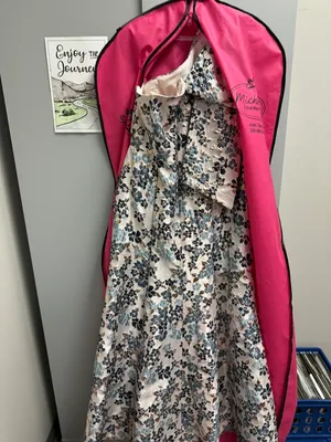 Floral blue and gold dress thumbnail 4