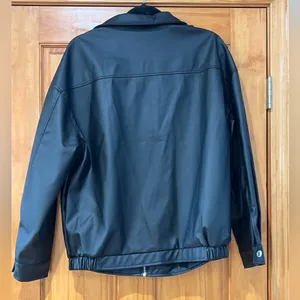 Black Water Resistant Bomber Jacket with Elastic Cuffs Size L thumbnail 2