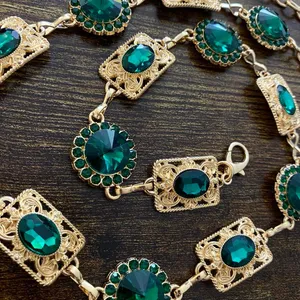 Gold Y2K Emerald Green Jewel Waist Chain Belt, Fits 24.5-51.5 Inches, X7GA1297 thumbnail 7