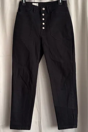 Wilfred Free Aritzia High Waist‎ Button Fly Straight Leg Black Jeans Crop Size 4 thumbnail 1