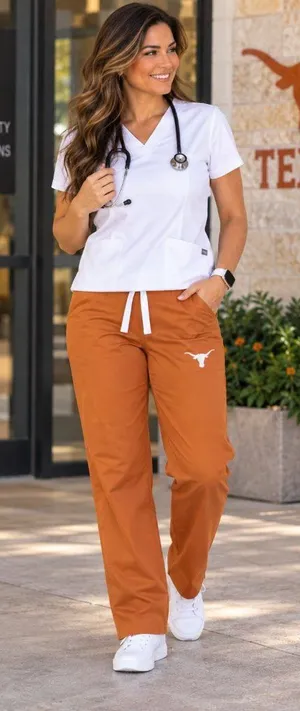 GelScrubs Texas Longhorns Scrub Pants Large Burnt Orange UT Medical Drawstring thumbnail 1