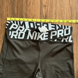 Nike Black Dri-Fit Performance Logo Waistband Leggings Black White Size Large thumbnail 7