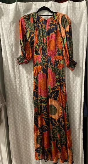 Farm Rio Vintage Garden Midi Puff Sleeve Dress XXS thumbnail 2