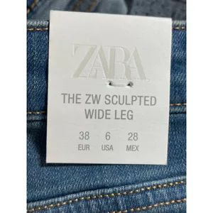 NEW Zara Blue High Rise Cropped Baggy Trouser Wide Leg Denim Jeans Pants Size 6 thumbnail 5