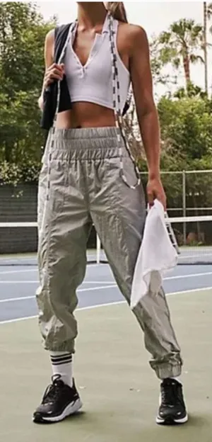 Free‎ People Movement Way Home Joggers Pants Nylon Windbreaker Gray Size Small thumbnail 1