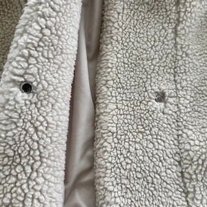 Zara XS Women's Beige Sherpa Teddy Shearling Hooded Cropped Jacket Coat thumbnail 6