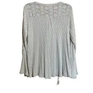 Knox Rose Top Womens Large Gray Waffle Knit Boho Stretch Blouse Ladies thumbnail 6