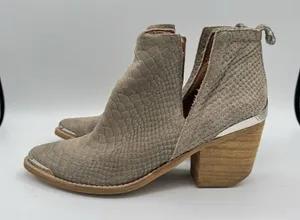 Jeffrey Campbell Cromwell Gray Snake Suede‎ Leather Ankle Boots Bootie Size 8.5 thumbnail 1