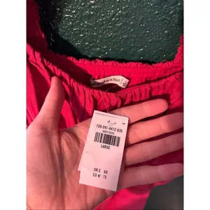Abercrombie and Fitch Red Linen Cotton NWT Dress Sz Large thumbnail 2