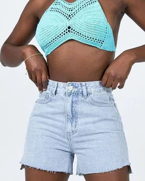 Princess Polly Leonie Lightwash Denim Shorts size 6 thumbnail 1