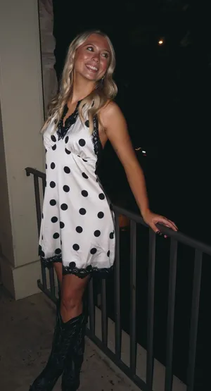 SHEIN Polka Dot Halter Mini Dress thumbnail 1
