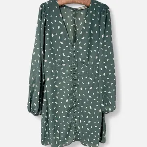 NWT Abercrombie & Fitch Womens Size XL Green Modern Polka Dot Mini Dress NEW thumbnail 2
