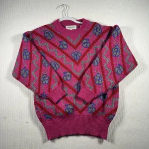 TOGETHER Women’s Small Vintage Style Pink Geometric Knit Sweater thumbnail 1