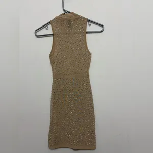 Windsor Womens Size S Nude Rhinestone Bodycon Midi Dress Sleeveless Stretch(E49✨ thumbnail 6