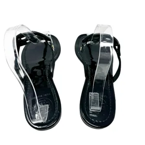 Tory Burch Miller Sandal Black Patent Leather Logo Medallion Thong Flat Size 9 thumbnail 4