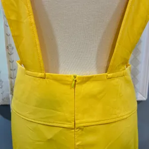 Chicme Butter Yellow Plunge Neck Maxi Dress Beach Cover Up Front Slits, Size L thumbnail 7