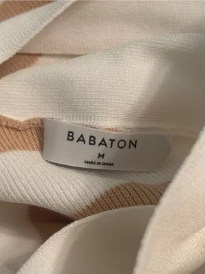 Aritzia Babaton Criss Cross Dress in Tan and White thumbnail 4