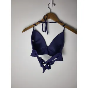 Aerie Navy Blue Triangle Ruched Halter Bikini‎ Top XL 1873 Vacation Summer Beach thumbnail 2