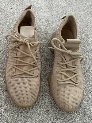 SHIMMERR Neutral Pink/Tan Knit Lace-Up Athletic Sneakers thumbnail 2