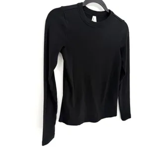 Pact Long Sleeve Top Ribbed Organic Cotton XS Black Slim Fit Crew Neck Tee thumbnail 2