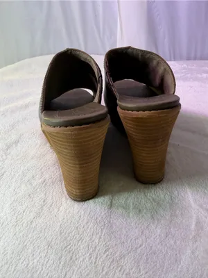 Timberland Women’s Black Leather Wedge Slide Sandals thumbnail 6