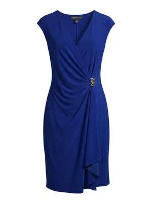 American Living Royal Blue Wrap-Front Cocktail Dress thumbnail 2
