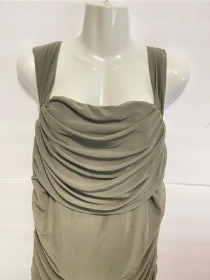 PRETTYGARDEN. Olive Green Ruched Bodycon maxi dress thumbnail 5