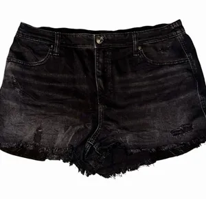 Aerie black denim shorts with frayed hem size L #denimshorts #aerie thumbnail 1