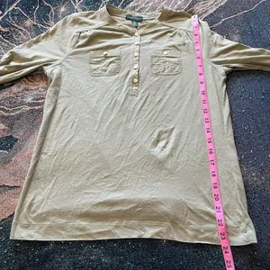 Lauren Ralph Lauren Green Button Blouse Longsleeve S Y2K Preppy Minimal Slim Fit thumbnail 12
