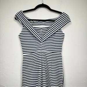 Hutch Blue White Striped Off Shoulder Asymmetrical Mini Dress Womens S Preppy thumbnail 10