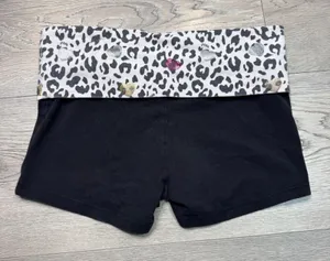 Y2K Victoria's Secret PINK‎ Leopard Heart Foldover Yoga Shorts Black XSmall XS thumbnail 1