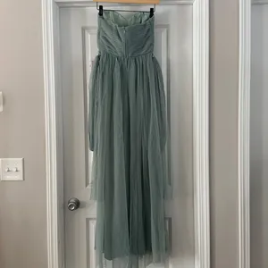 NWT Birdy Grey Sage Green Christina Full Length Tulle Bridesmaid Prom Dress thumbnail 6