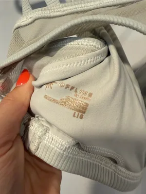 Aerie Offline Ribbed V-Neck Bralette in Cream thumbnail 2